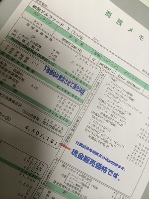 新型アルファード2 5ℓエンジンの見積もり 予想以上の金額でビックリ